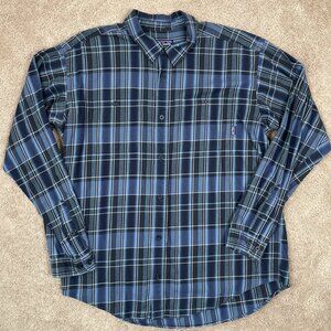 Patagonia Shirt Mens XL Blue Plaid Flannel Button Up Organic Cotton Hiking